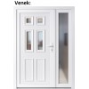 Dvojkrdlov vchodov dvere plastov Soft Becca+Sklo Nisip, Biela/Biela, 150x200 cm, prav (Obr. 1)