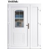 Dvojkrdlov vchodov dvere plastov Soft 3D 302+Sklo Nisip, Zlat dub/Biela, 150x200 cm, av (Obr. 0)
