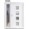 Dvojkrdlov vchodov dvere plastov Soft 010+Sklo Nisip, Biela/Biela, 150x200 cm, av (Obr. 1)