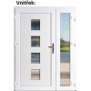 Dvojkrdlov vchodov dvere plastov Soft 010+Sklo Nisip, Zlat dub/Biela, 130x200 cm, av (Obr. 0)
