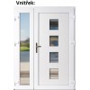 Dvojkrdlov vchodov dvere plastov Soft 010+Sklo Nisip, Zlat dub/Biela, 130x200 cm, prav (Obr. 0)