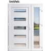 Dvojkrdlov vchodov dvere plastov Soft 6300+Sklo Nisip, Biela/Biela, 130x200 cm, av (Obr. 0)