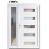 Dvojkrdlov vchodov dvere plastov Soft 6300+Sklo Nisip, Biela/Biela, 130x200 cm, av (Obr. 1)