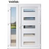Dvojkrdlov vchodov dvere plastov Soft 6300+Sklo Nisip, Biela/Biela, 130x200 cm, prav (Obr. 0)