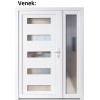 Dvojkrdlov vchodov dvere plastov Soft 6300+Sklo Nisip, Biela/Biela, 130x200 cm, prav (Obr. 1)