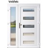 Dvojkrdlov vchodov dvere plastov Soft 6300+Sklo Nisip, Zlat dub/Biela, 130x200 cm, prav (Obr. 0)