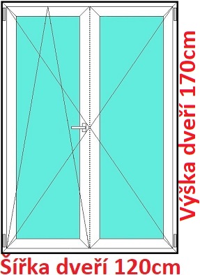 Balkonov - dvojkrdl Dvojkrdlov balknov dvere 120x170 cm, otvrav a sklopn, Soft