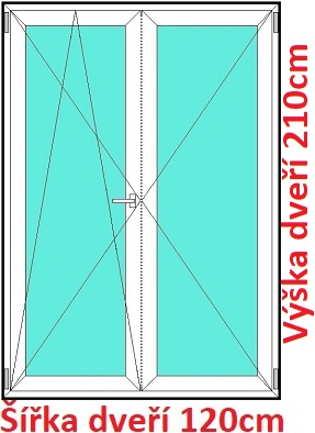 Balkonov - dvojkrdl Dvojkrdlov balknov dvere 120x210 cm, otvrav a sklopn, Soft