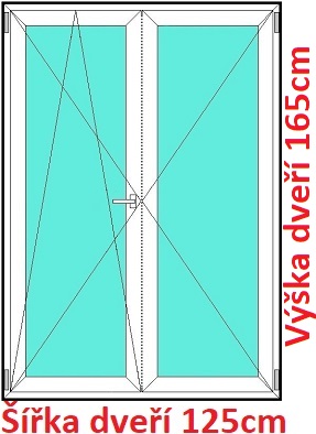 Balkonov - dvojkrdl Dvojkrdlov balknov dvere 125x165 cm, otvrav a sklopn, Soft