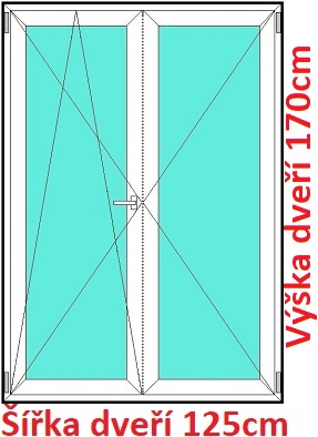 Balkonov - dvojkrdl Dvojkrdlov balknov dvere 125x170 cm, otvrav a sklopn, Soft