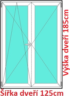 Balkonov - dvojkrdl Dvojkrdlov balknov dvere 125x185 cm, otvrav a sklopn, Soft