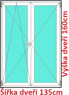 Dvojkrdlov balkonov dvere OS+O SOFT rka 130cm a 135cm Dvojkrdlov balknov dvere 135x160 cm, otvrav a sklopn, Soft