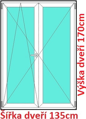 Balkonov - dvojkrdl Dvojkrdlov balknov dvere 135x170 cm, otvrav a sklopn, Soft