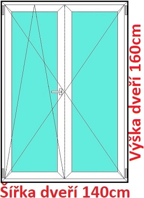 Balkonov - dvojkrdl Dvojkrdlov balknov dvere 140x160 cm, otvrav a sklopn, Soft