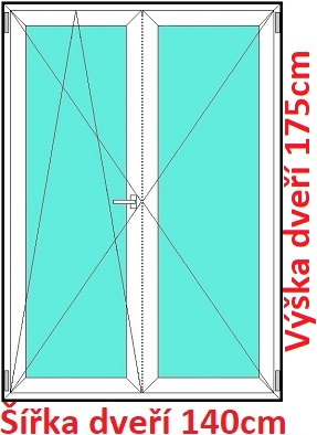 Balkonov - dvojkrdl Dvojkrdlov balknov dvere 140x175 cm, otvrav a sklopn, Soft