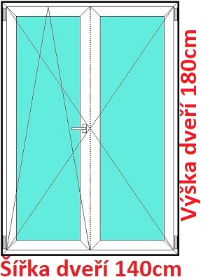Balkonov - dvojkrdl Dvojkrdlov balknov dvere 140x180 cm, otvrav a sklopn, Soft