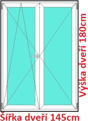 Balkonov - dvojkrdl Dvojkrdlov balknov dvere 145x180 cm, otvrav a sklopn, Soft