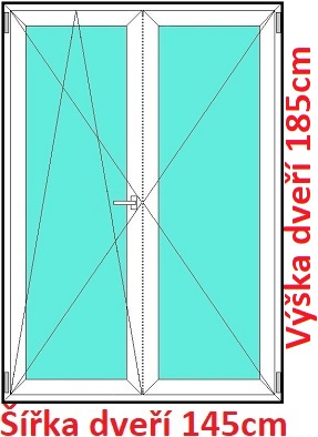 Balkonov - dvojkrdl Dvojkrdlov balknov dvere 145x185 cm, otvrav a sklopn, Soft