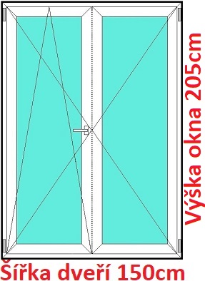 Balkonov - dvojkrdl Dvojkrdlov balknov dvere 150x205 cm, otvrav a sklopn, Soft