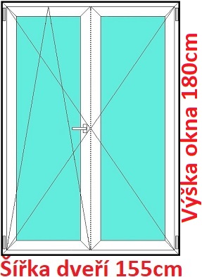 Balkonov - dvojkrdl Dvojkrdlov balknov dvere 155x180 cm, otvrav a sklopn, Soft