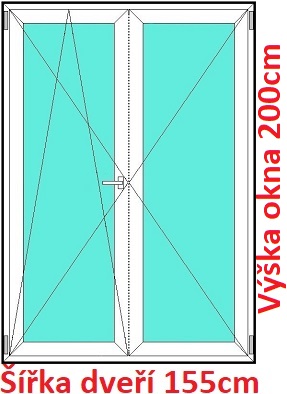 Balkonov - dvojkrdl Dvojkrdlov balknov dvere 155x200 cm, otvrav a sklopn, Soft