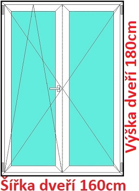 Balkonov - dvojkrdl Dvojkrdlov balknov dvere 160x180 cm, otvrav a sklopn, Soft