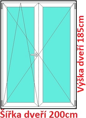 Balkonov - dvojkrdl Dvojkrdlov balknov dvere 200x185 cm, otvrav a sklopn, Soft
