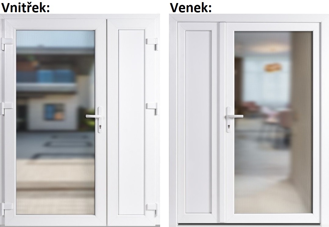 Lacn dvojkrdlov vchodov dvere plastov Soft 3/3 sklo Krizet+panel, Biela/Biela, 150x200 cm av