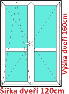 Balkonov - dvojkrdl Dvojkrdlov balknov dvere s priekou 120x160 cm, otvrav a sklopn, Soft