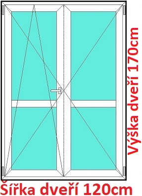 Balkonov - dvojkrdl Dvojkrdlov balknov dvere s priekou 120x170 cm, otvrav a sklopn, Soft