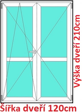 Dvojkrdlov balkonov dvere s priekou OS+O SOFT rka 120-125cm Dvojkrdlov balknov dvere s priekou 120x210 cm, otvrav a sklopn, Soft