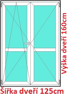 Balkonov - dvojkrdl Dvojkrdlov balknov dvere s priekou 125x160 cm, otvrav a sklopn, Soft