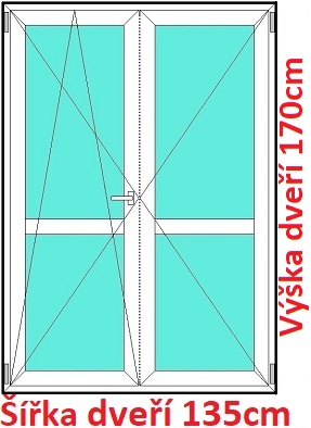 Dvojkrdlov balkonov dvere s priekou OS+O SOFT rka 130-135cm Dvojkrdlov balknov dvere s priekou 135x170 cm, otvrav a sklopn, Soft