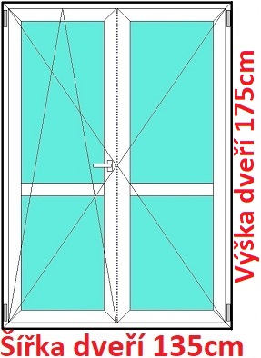 Balkonov - dvojkrdl Dvojkrdlov balknov dvere s priekou 135x175 cm, otvrav a sklopn, Soft