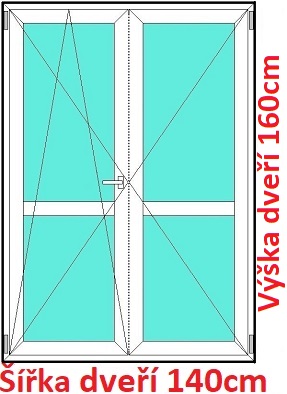 Dvojkrdlov balkonov dvere s priekou OS+O SOFT Dvojkrdlov balknov dvere s priekou 140x160 cm, otvrav a sklopn, Soft