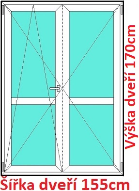 Dvojkrdlov balkonov dvere s priekou OS+O SOFT Dvojkrdlov balknov dvere s priekou 155x170 cm, otvrav a sklopn, Soft