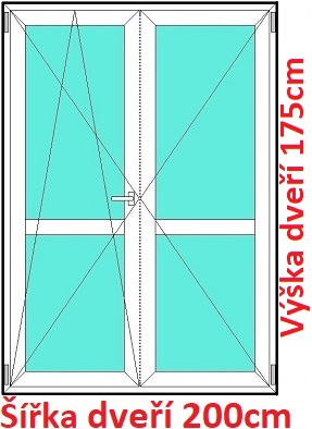 Balkonov - dvojkrdl Dvojkrdlov balknov dvere s priekou 200x175 cm, otvrav a sklopn, Soft