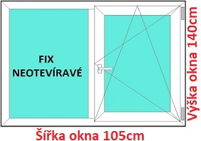 Dvojkrdlov okna FIX+OS SOFT rka 100 a 105cm Dvojkrdlov plastov okno 105x140 cm, FIX+OS, Soft