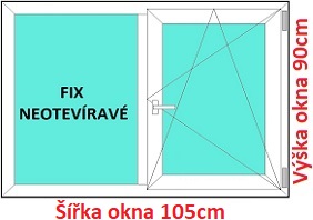 Dvojkrdlov plastov okno 105x90 cm, FIX+OS, Soft