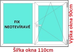Dvojkrdlov plastov okno 110x90 cm, FIX+OS, Soft