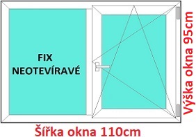 Dvojkrdlov plastov okno 110x95 cm, FIX+OS, Soft