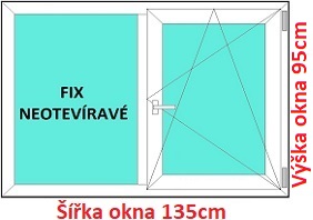 Dvojkrdlov plastov okno 135x95 cm, FIX+OS, Soft