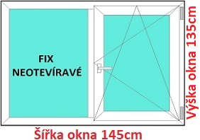 Dvojkrdlov plastov okno 145x135 cm, FIX+OS, Soft