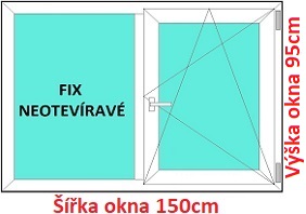Dvojkrdlov okna FIX+OS SOFT rka 150 a 155cm Dvojkrdlov plastov okno 150x95 cm, FIX+OS, Soft