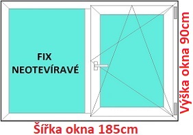 Dvojkrdlov plastov okno 185x90 cm, FIX+OS, Soft