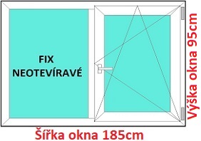 Dvojkrdlov plastov okno 185x95 cm, FIX+OS, Soft