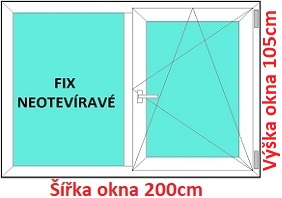 Dvojkrdlov okna FIX+OS SOFT rka 200cm Dvojkrdlov plastov okno 200x105 cm, FIX+OS, Soft
