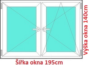 Dvojkrdlov okna O+OS SOFT rka 195 a 200cm Dvojkrdlov plastov okno 195x140 cm, O+OS, Soft