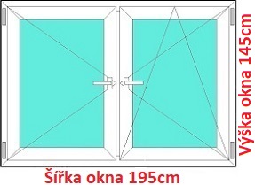 Dvojkrdlov okna O+OS SOFT rka 195 a 200cm Dvojkrdlov plastov okno 195x145 cm, O+OS, Soft