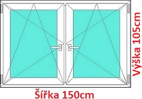 Dvojkrdlov okna OS+OS SOFT rka 150 a 155cm Dvojkrdlov plastov okno 150x105 cm, OS+OS, so stpikom, Soft